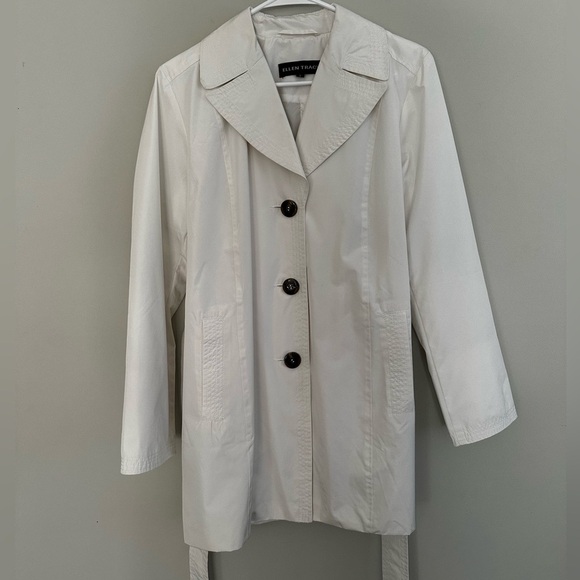 Ellen Tracy White Trench Coat Size S - Picture 3 of 8